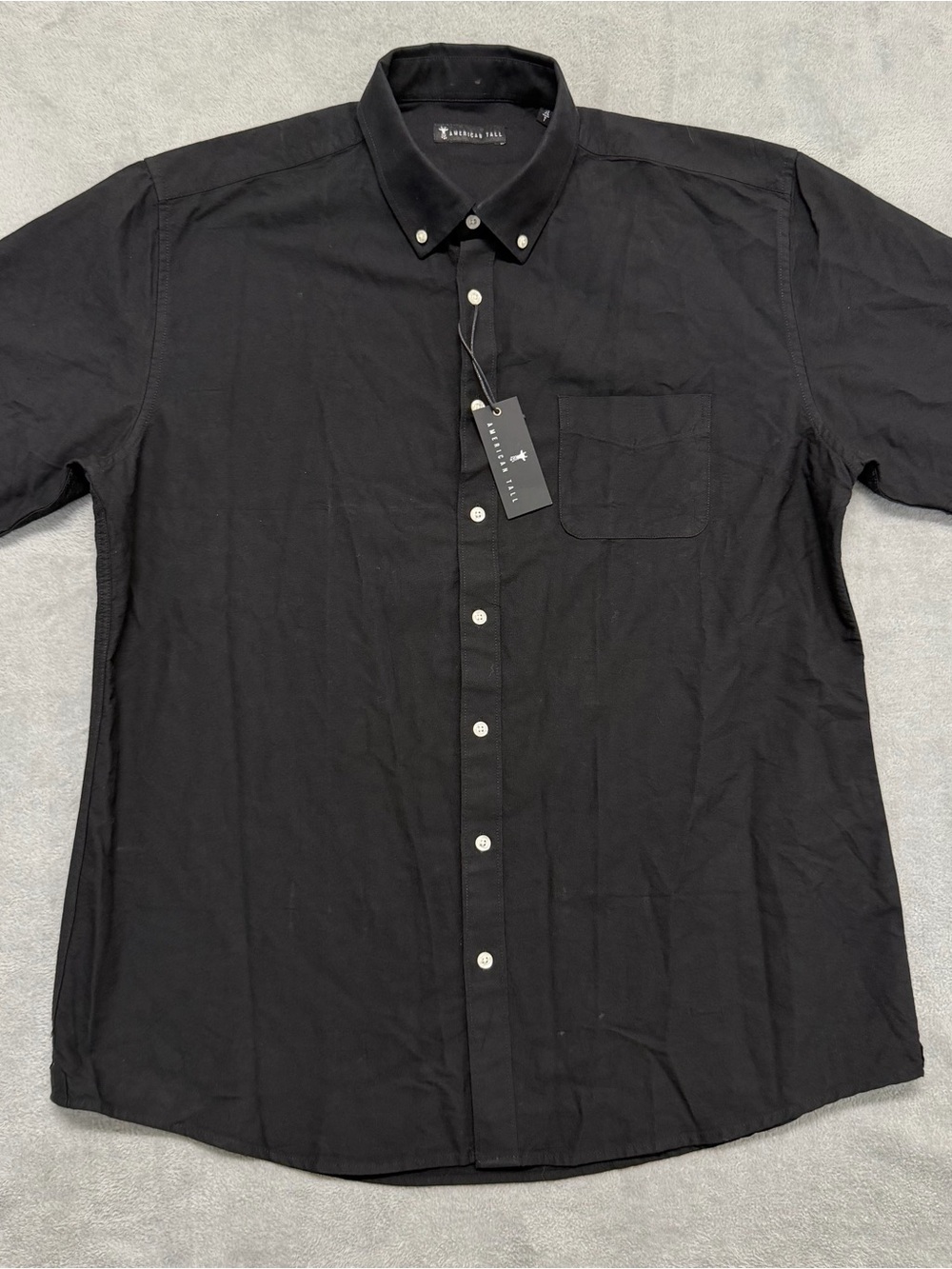 NEW American Tall Shirt Short Sleeve Cotton Button Black Men’s XLT